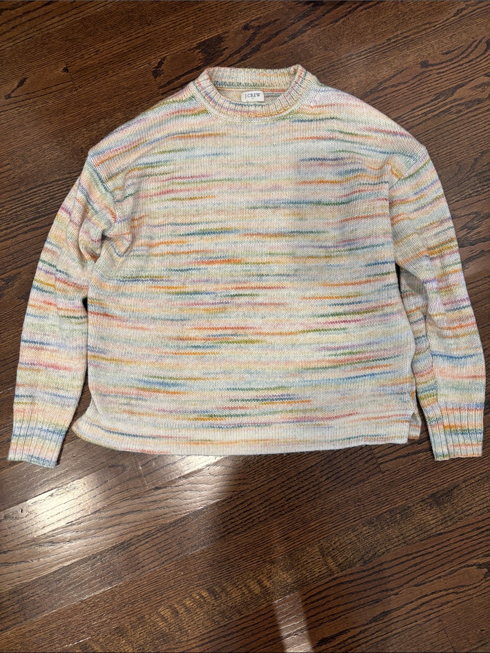 J. Crew Cream Multicolor Space-Dyed Crewneck Sweater